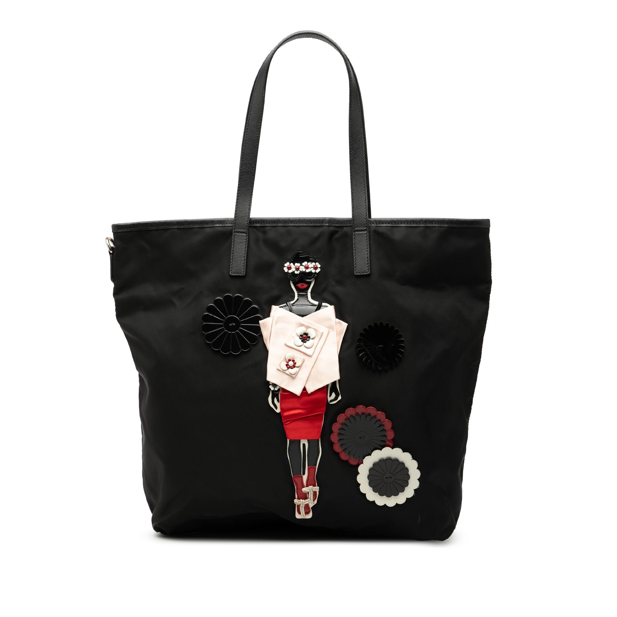 Saffiano Trimmed Tessuto Applique Tote