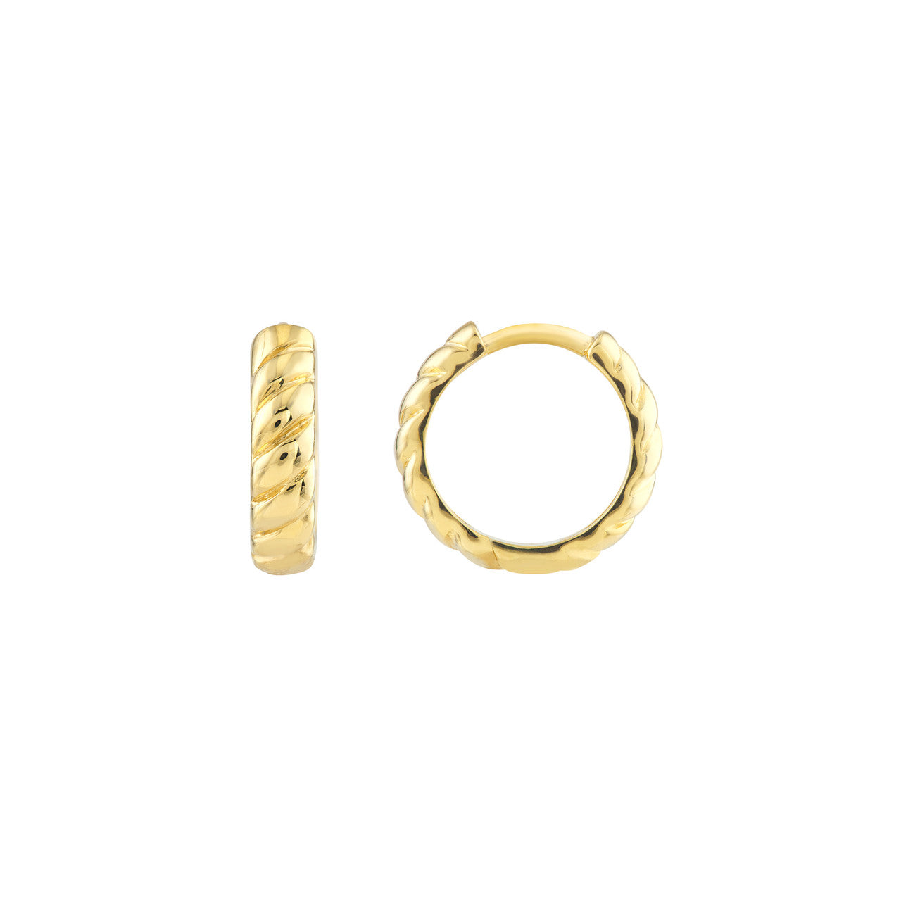 Medium Ribbed Polished Hoops