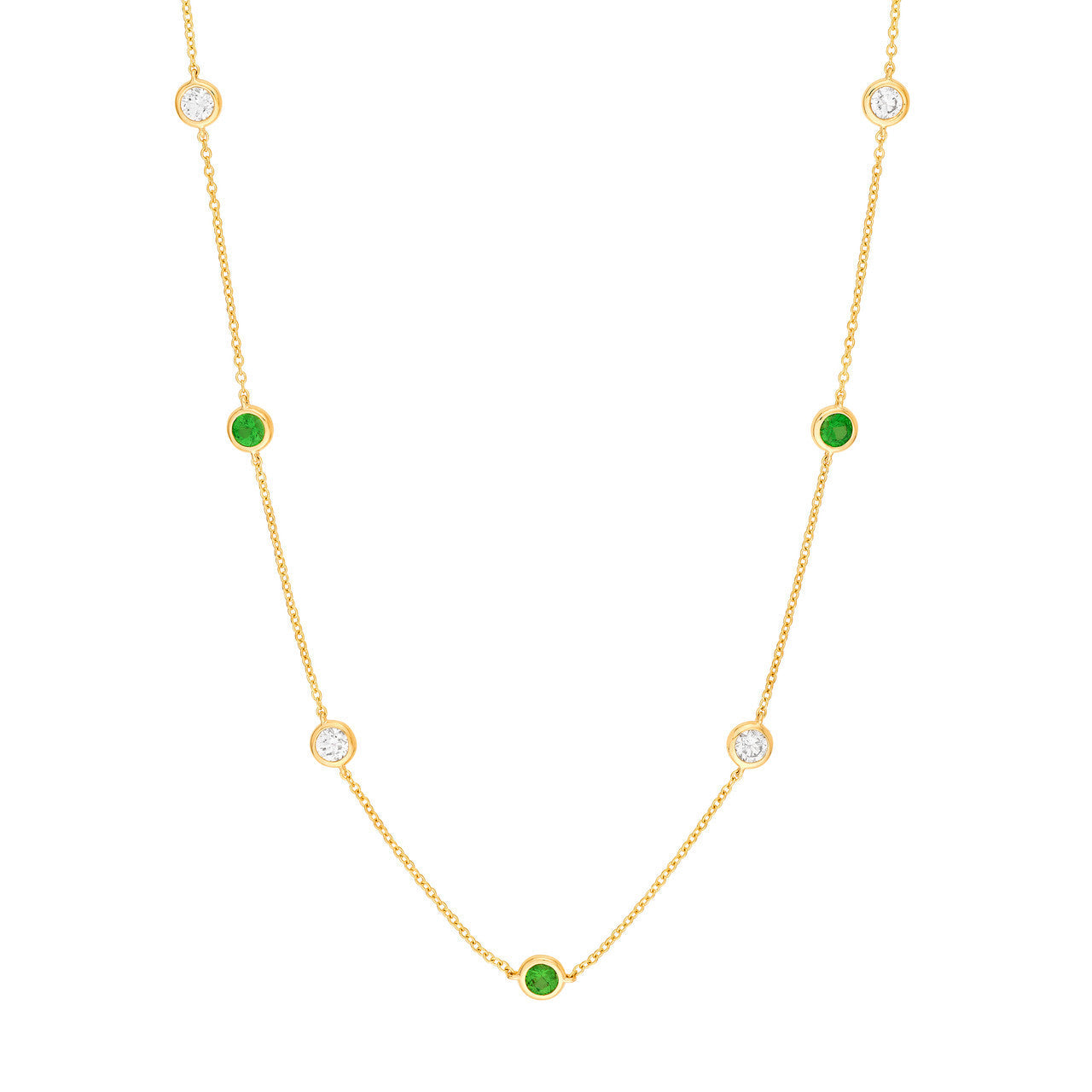 Diamond & Tsavorite Station Necklace