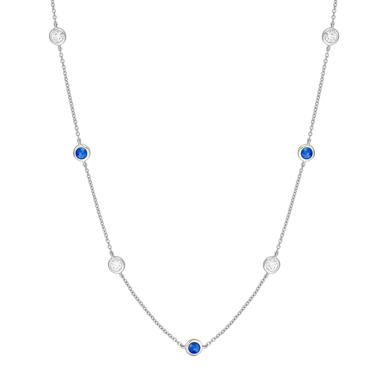 Diamond & Sapphire Station Necklace