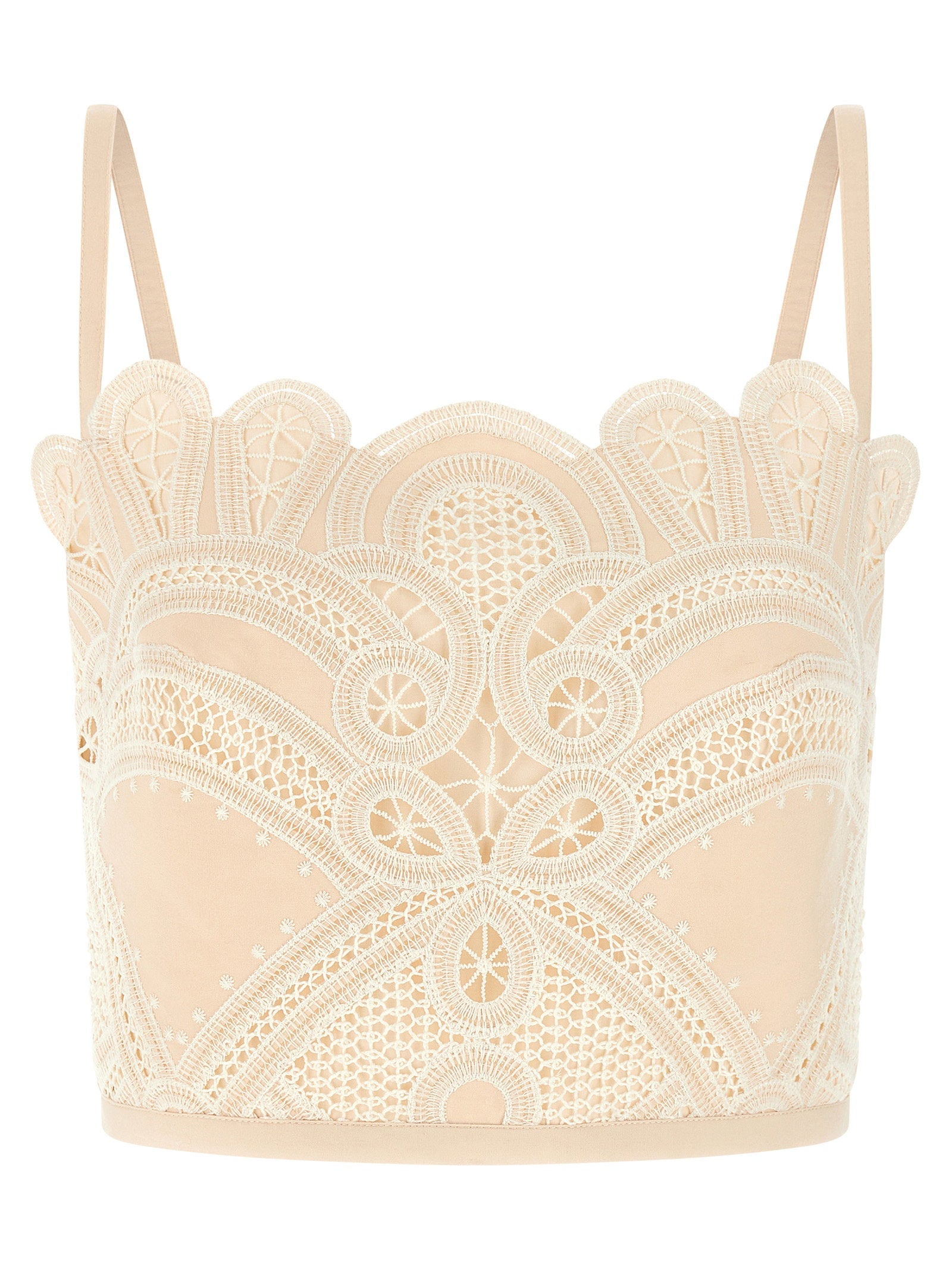 Elie Saab Macramé Lace Bralette — Cream