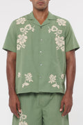 Baziszt Floral Lace Appliqué Shirt — Green