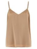 Fabiana Filippi Liquid Satin Lingerie Tank Top — Beige