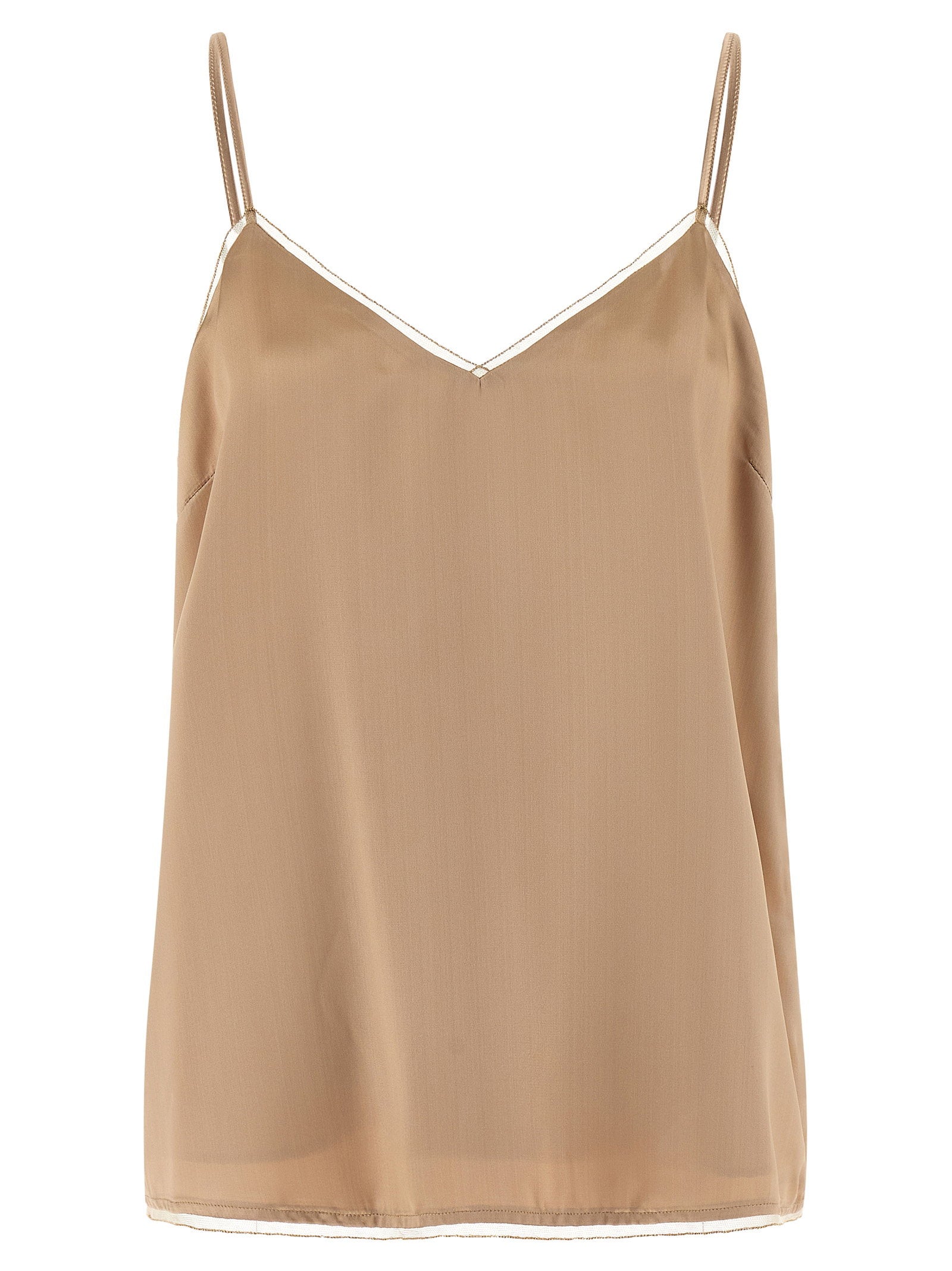 Fabiana Filippi Liquid Satin Lingerie Tank Top — Beige