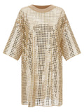 Fabiana Filippi Sequin-Embellished Mesh Dress — Champagne