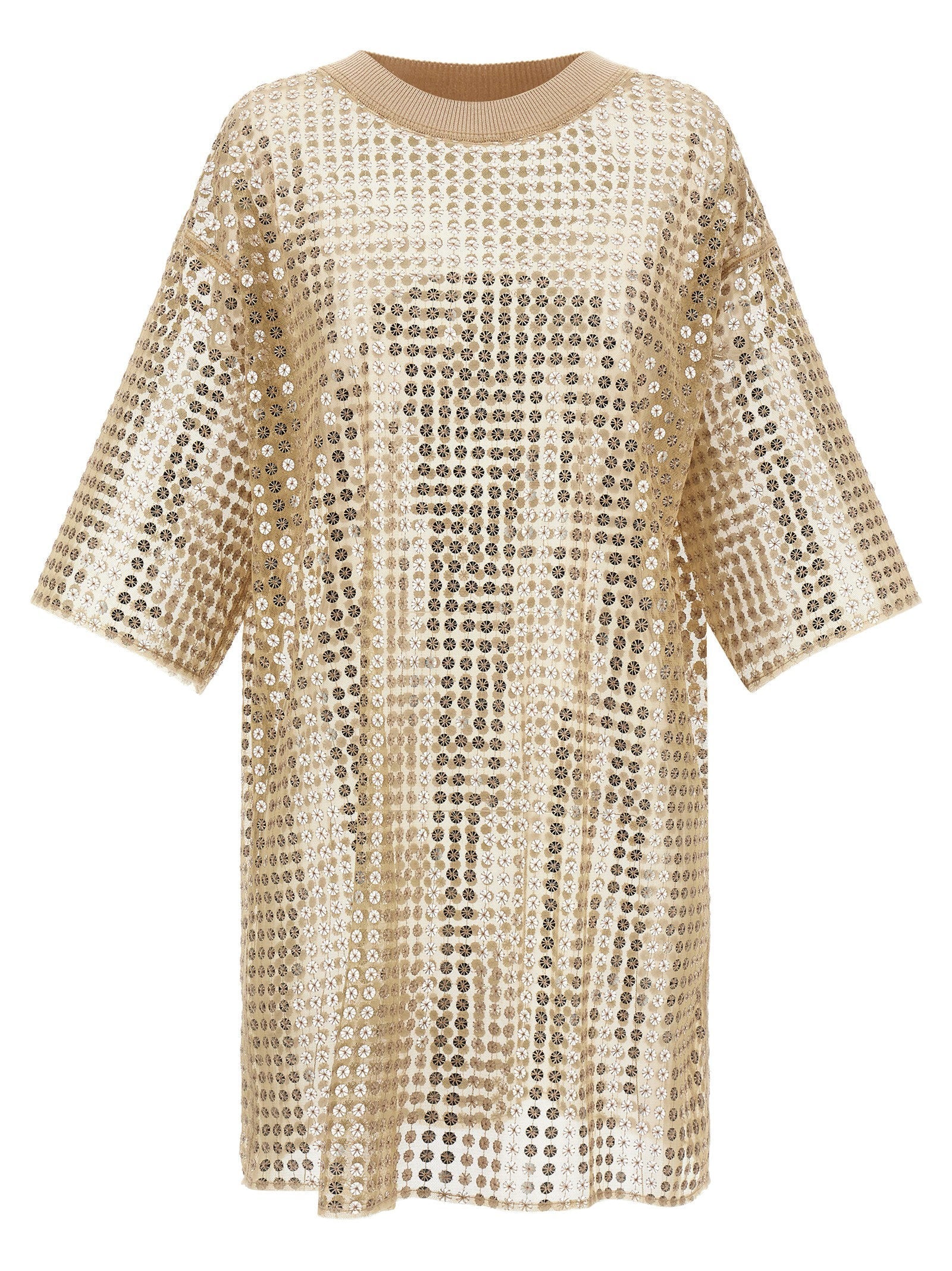 Fabiana Filippi Sequin-Embellished Mesh Dress — Champagne