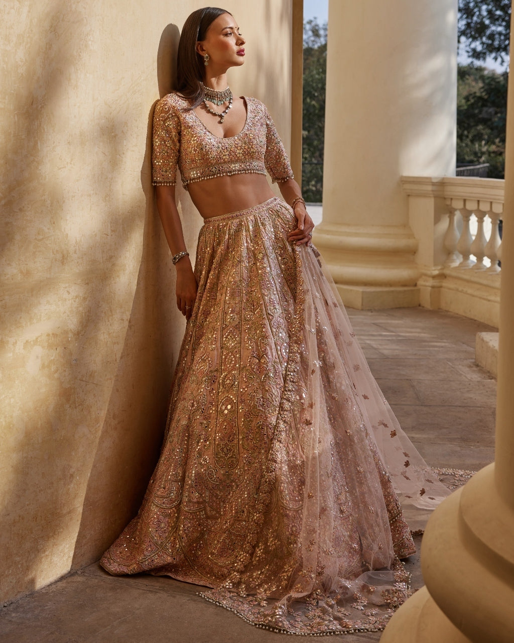 Rose Pink Mirror Lehenga Set By KYNAH, Luxury Indian Fashion & Bridal Wear