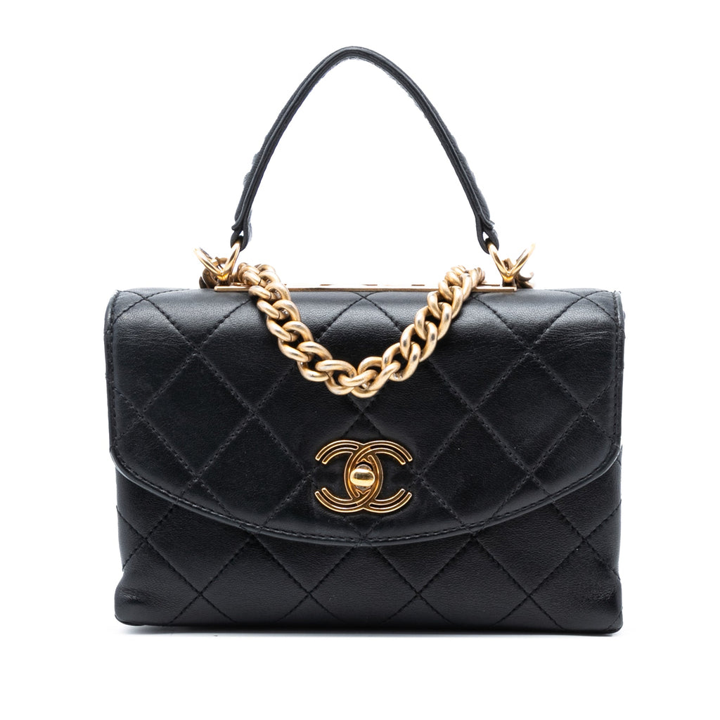 Small Quilted Lambskin Trendy Spirit Top Handle Bag