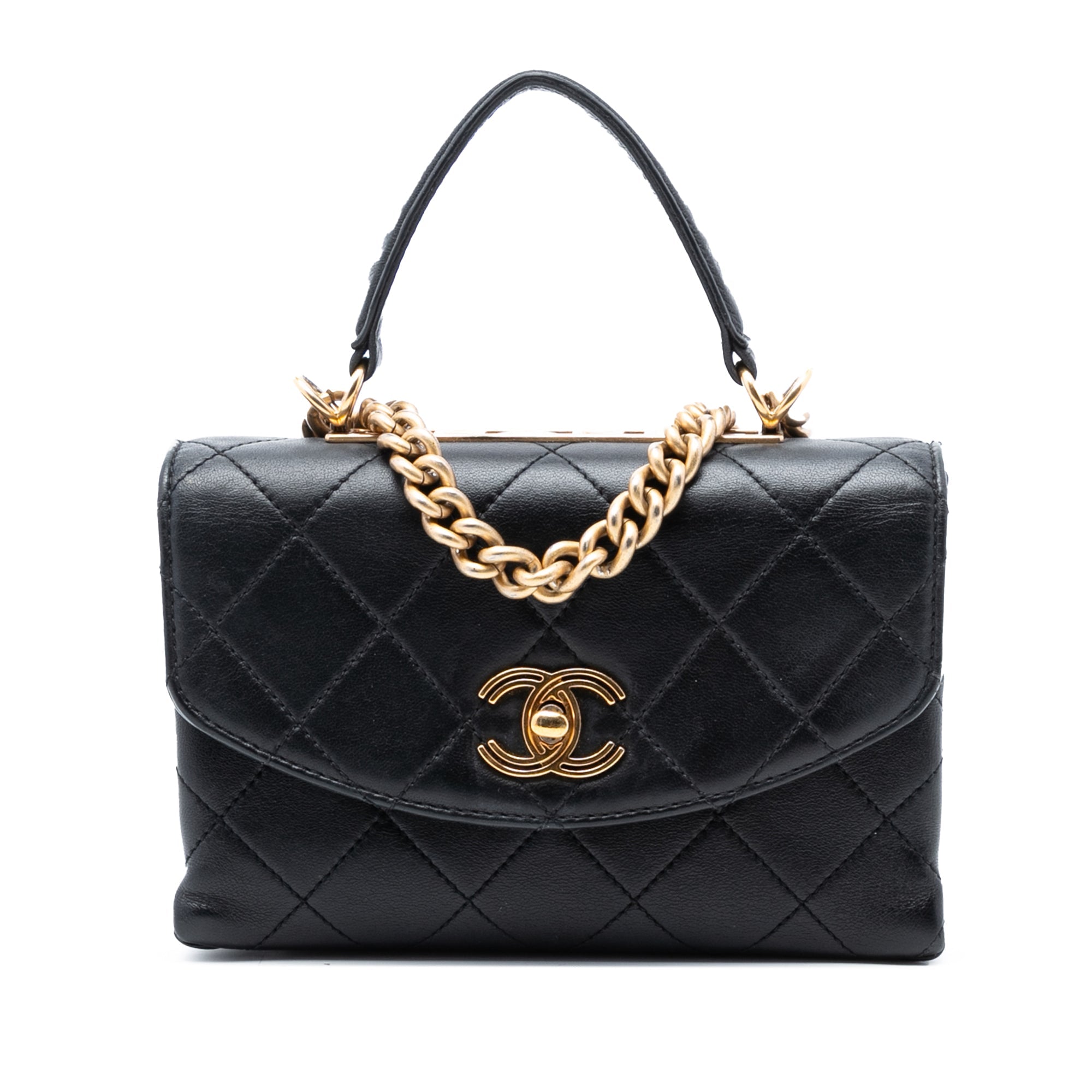 Small Quilted Lambskin Trendy Spirit Top Handle Bag