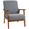 Wide Seat Boucle Accent Chair with Solid Wood Frame & Thick Padding Grey