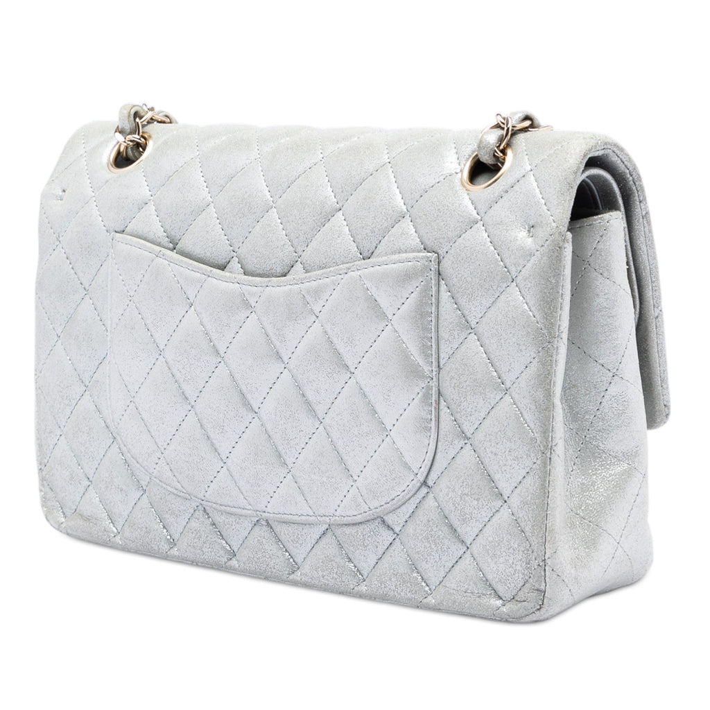 Medium Classic Metallic Lambskin Double Flap