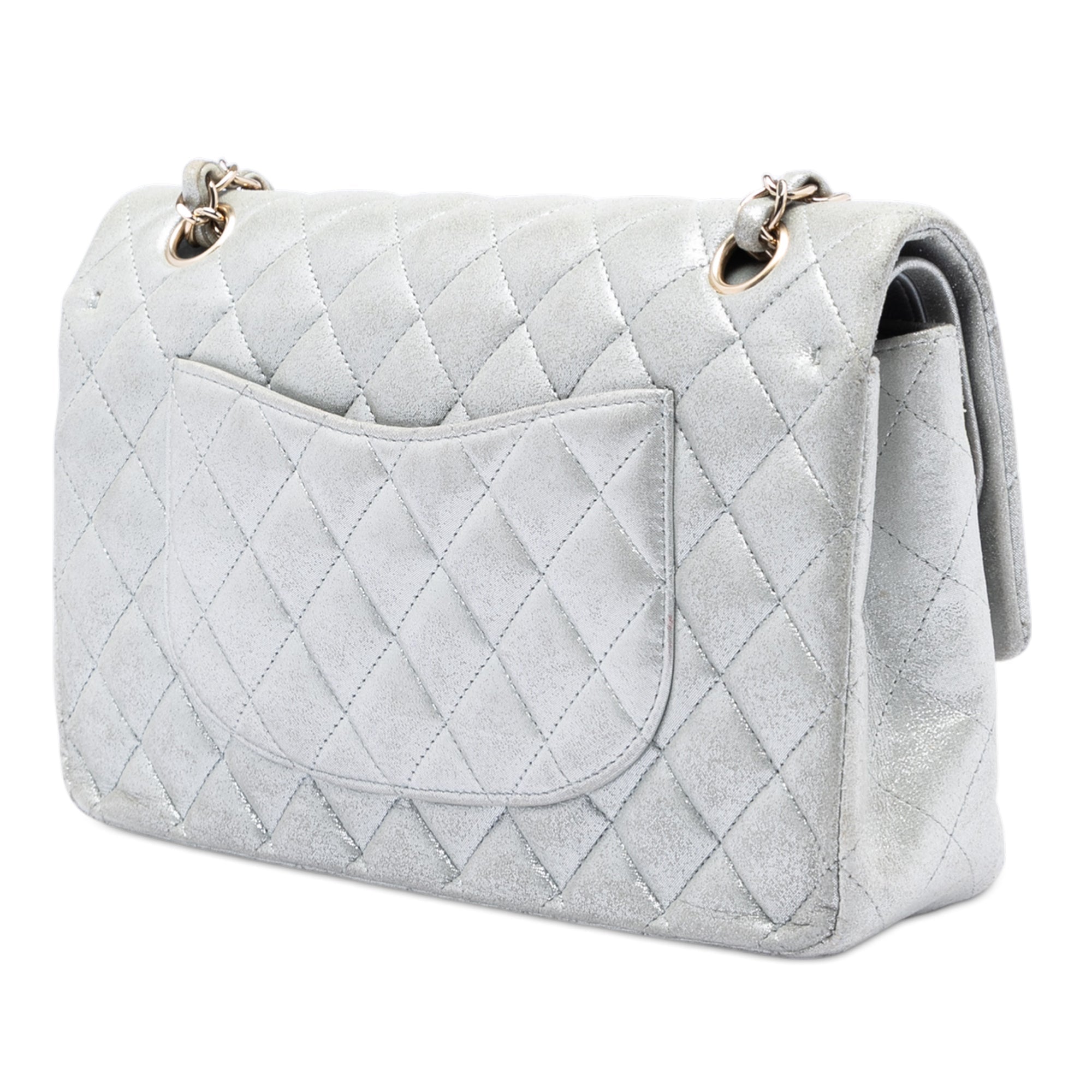 Medium Classic Metallic Lambskin Double Flap