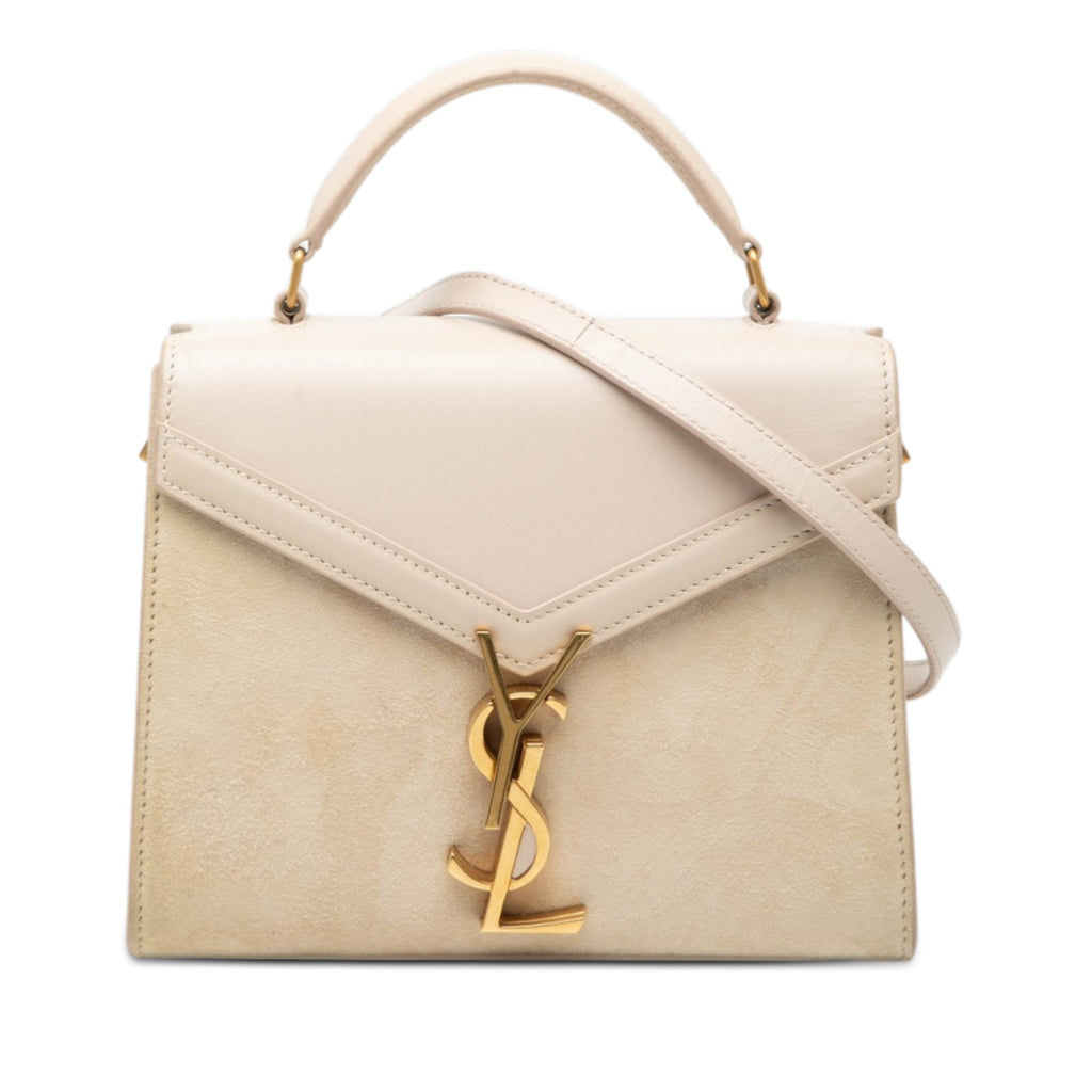Mini Suede and Calfskin Cassandra Top Handle Bag