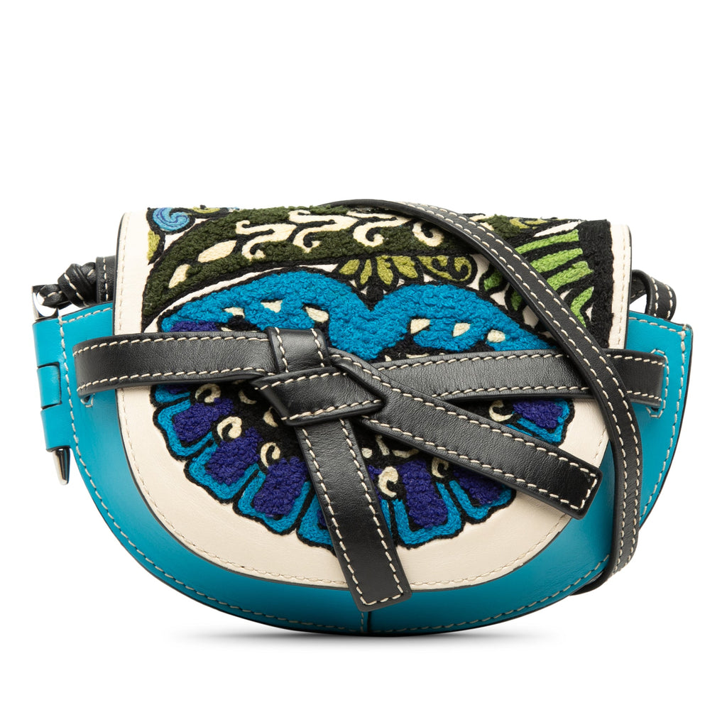William De Morgan Mini Embroidered Leather Floral Gate Crossbody