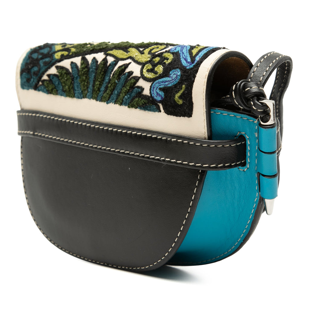 William De Morgan Mini Embroidered Leather Floral Gate Crossbody