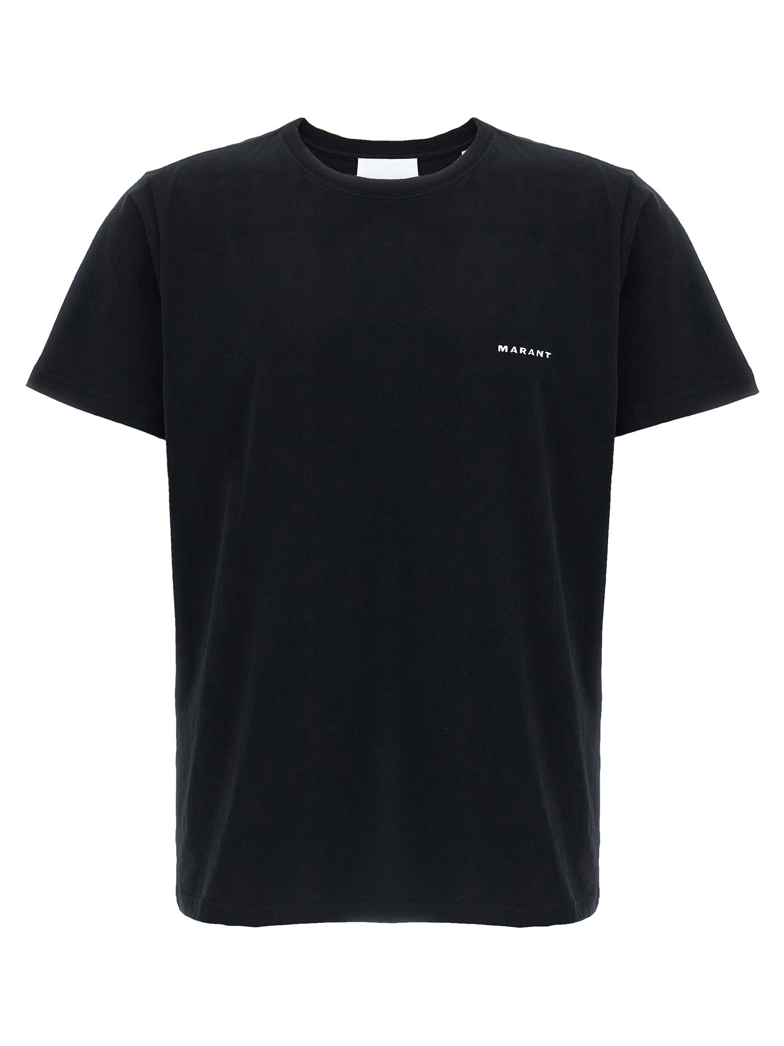 Marant Logo-Flocked Cotton T-shirt — Black