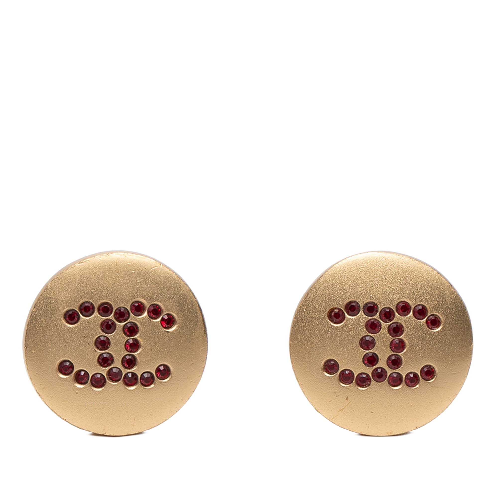 CC Gold Plated Rhinestone Round Clip On Earrings