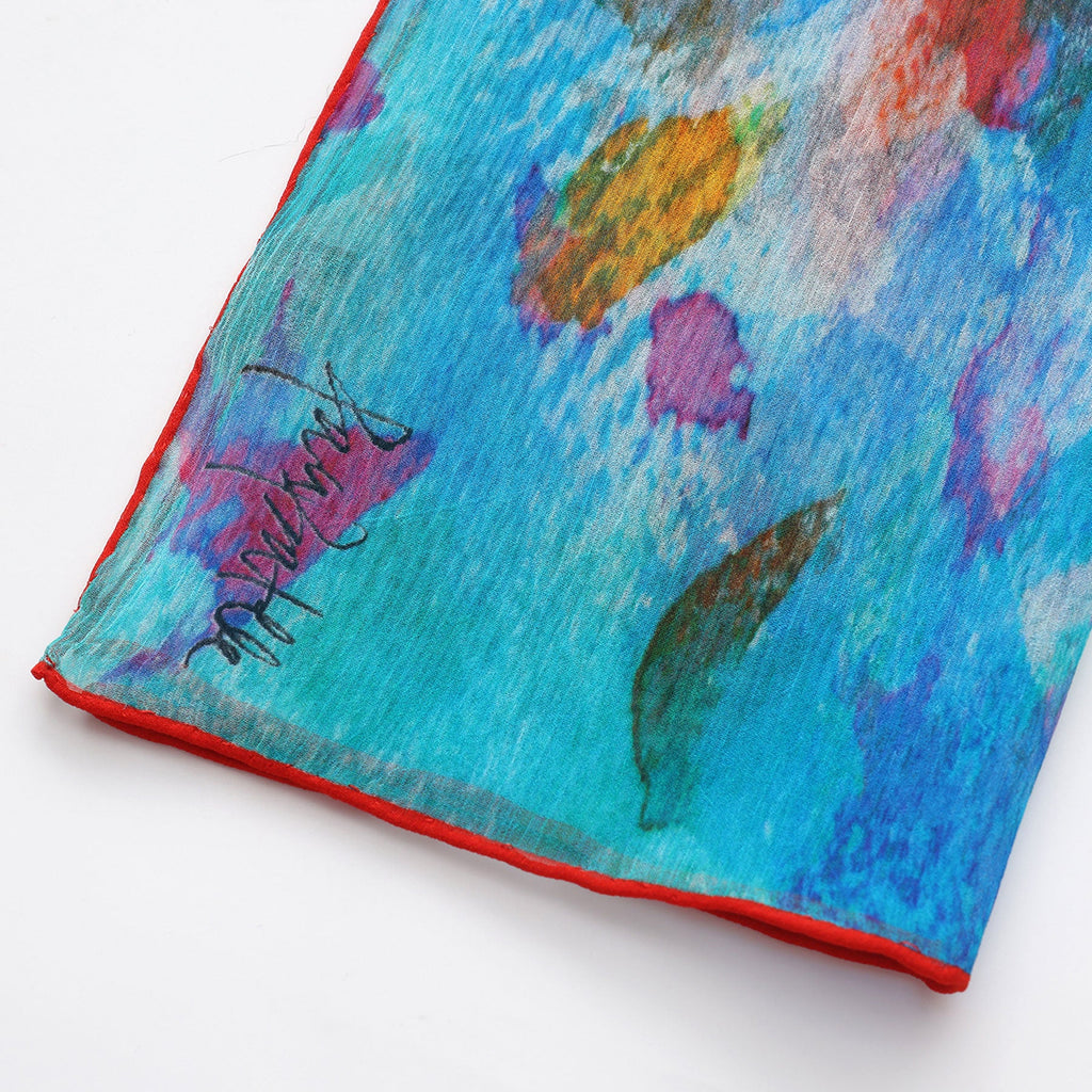 Multicolor Silk Scarf Mar Rojo