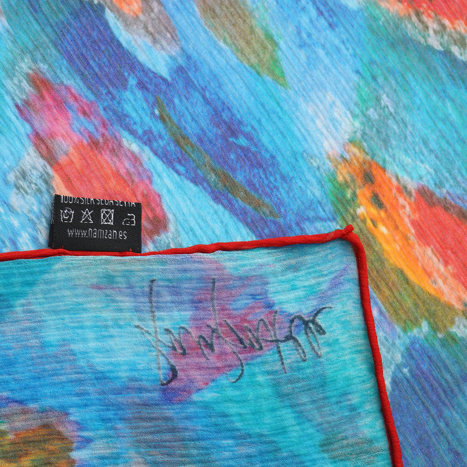 Multicolor Silk Scarf Mar Rojo