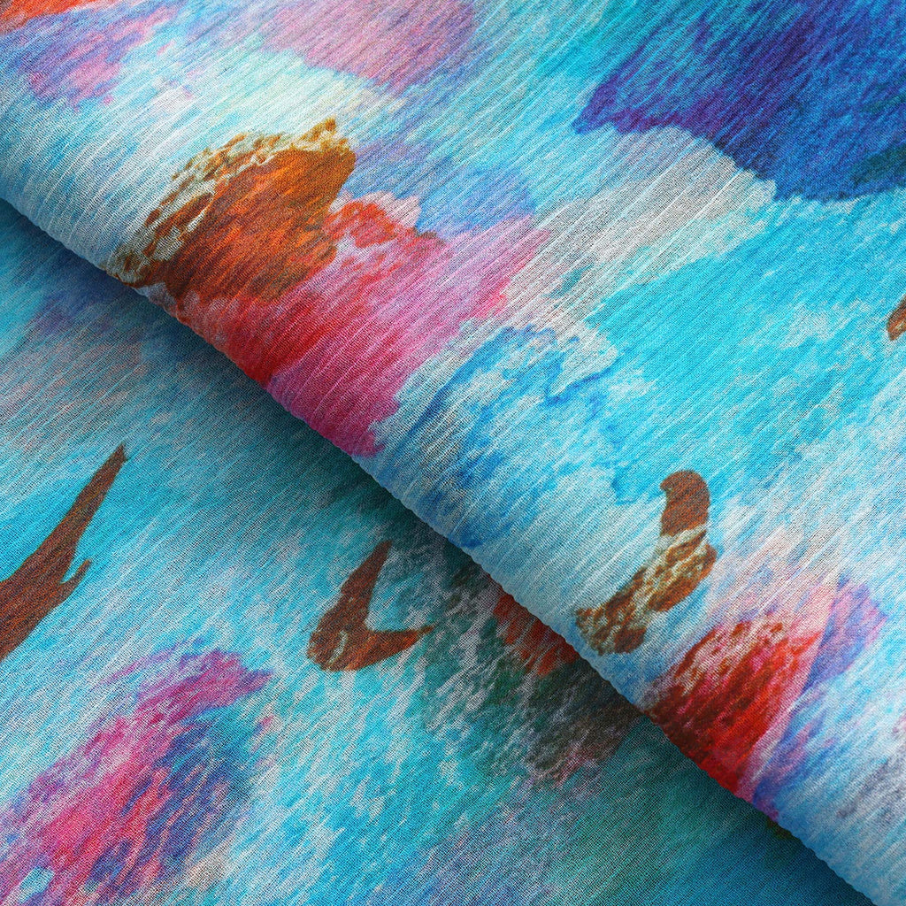 Multicolor Silk Scarf Mar Rojo