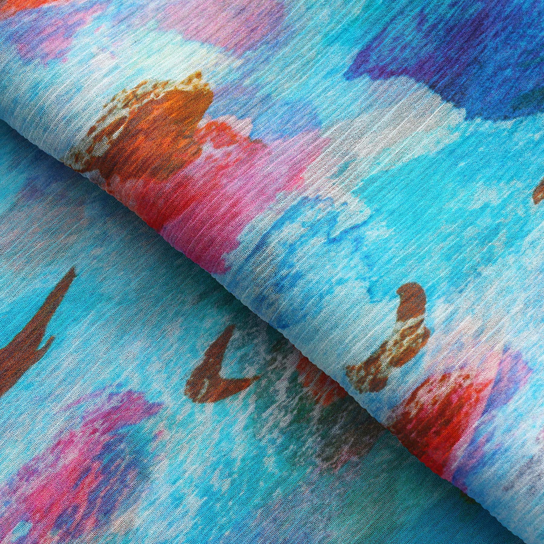 Multicolor Silk Scarf Mar Rojo