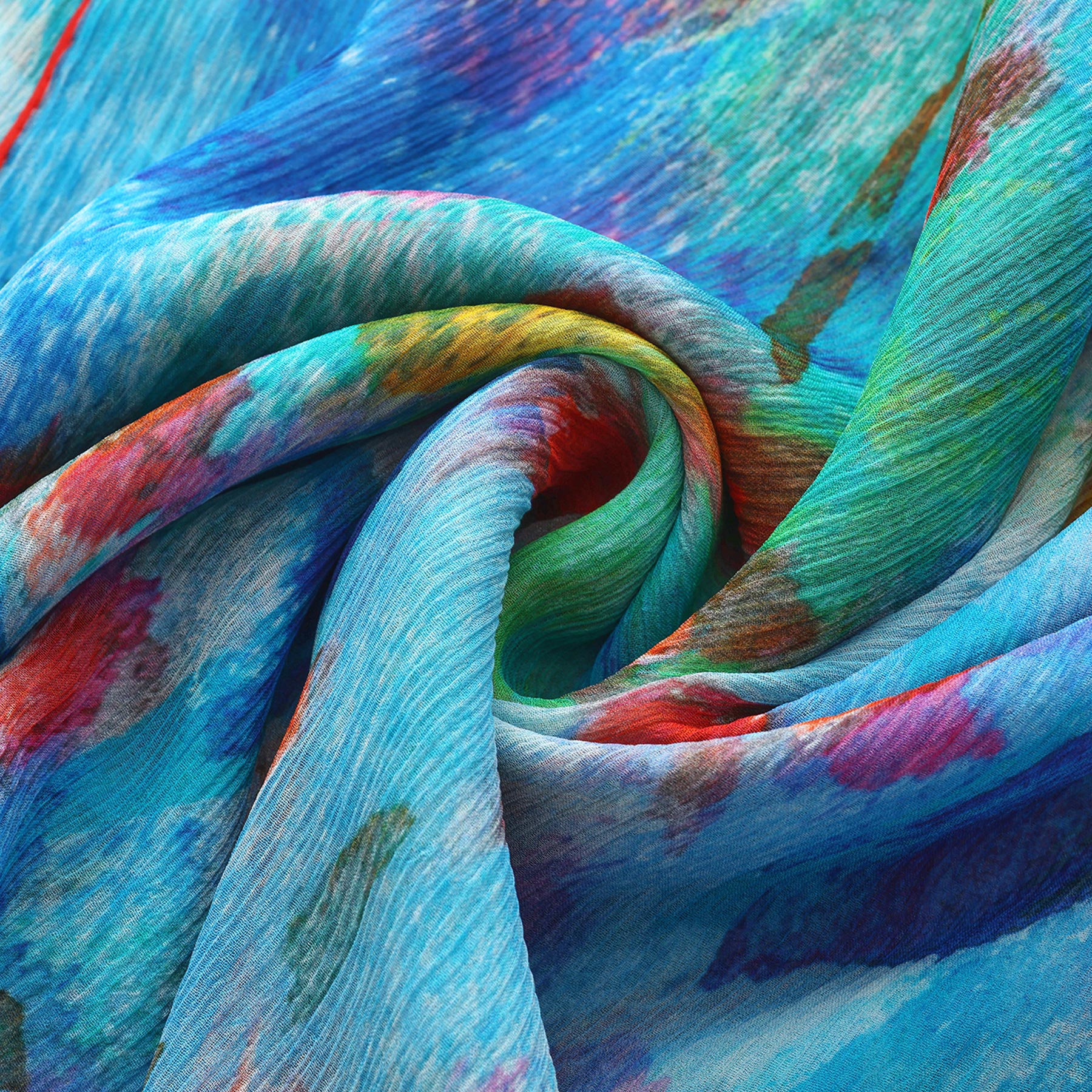 Multicolor Silk Scarf Mar Rojo