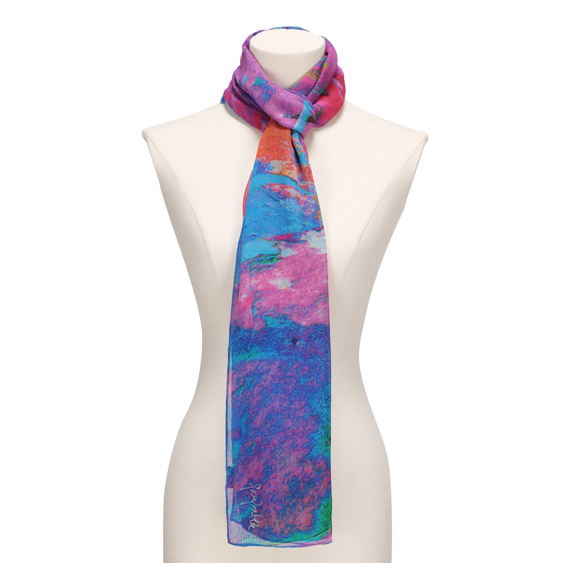 Multicolor Silk Scarf Océano Fucsia