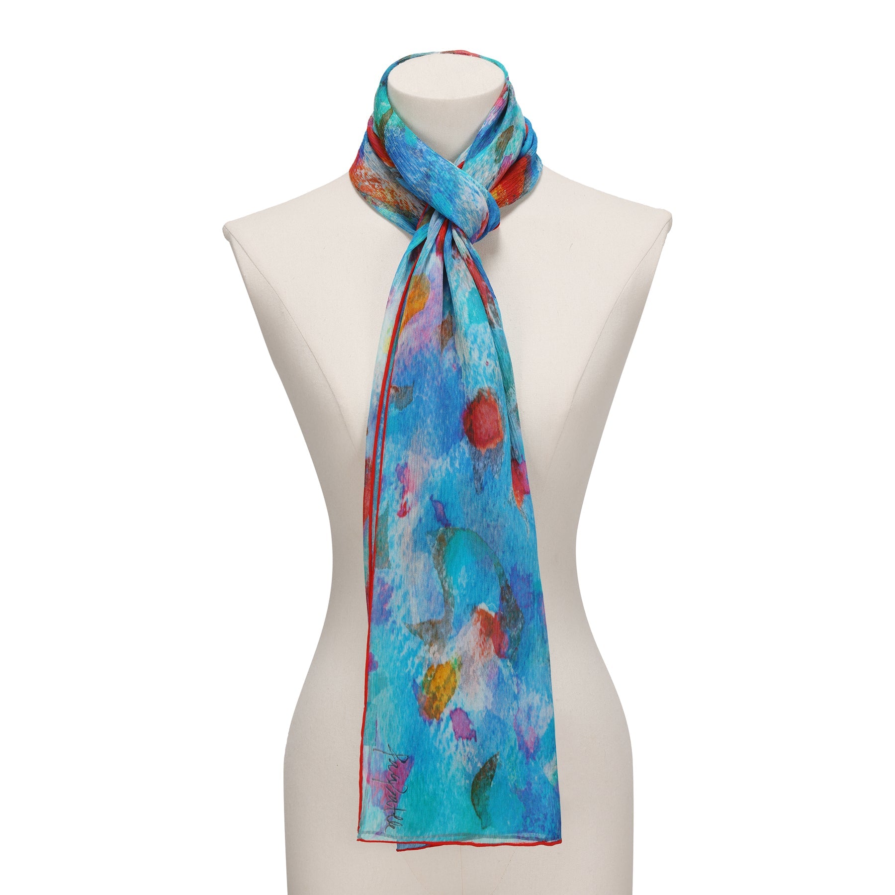 Multicolor Silk Scarf Mar Rojo