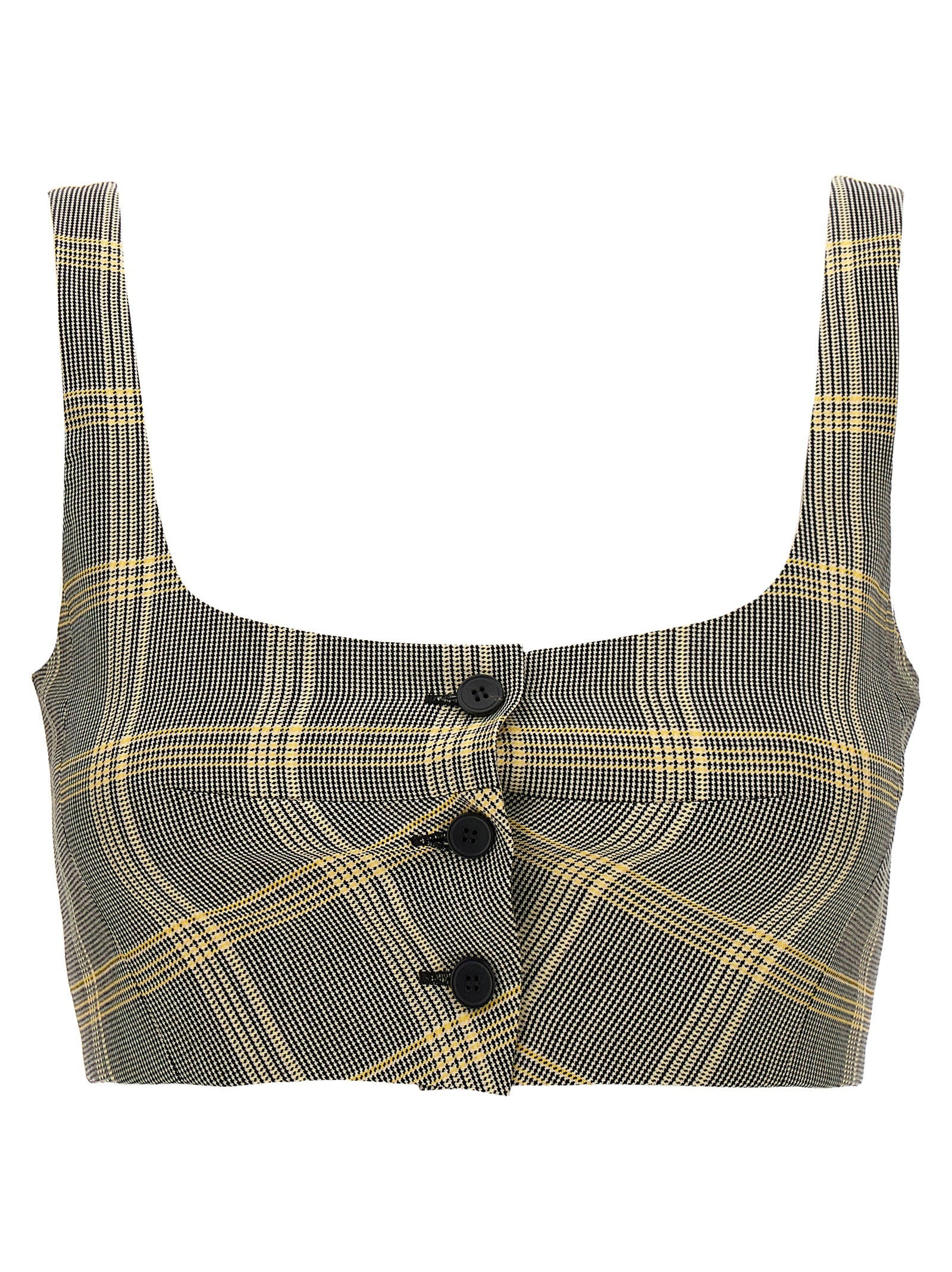 Marni Check-Print Wool Blend Crop Top — multicolor