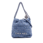 Mini Denim Studded 22 Handbag