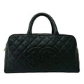 Large CC Quilted Caviar Bowler Bag
