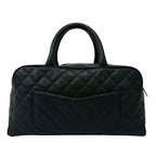 Large CC Quilted Caviar Bowler Bag