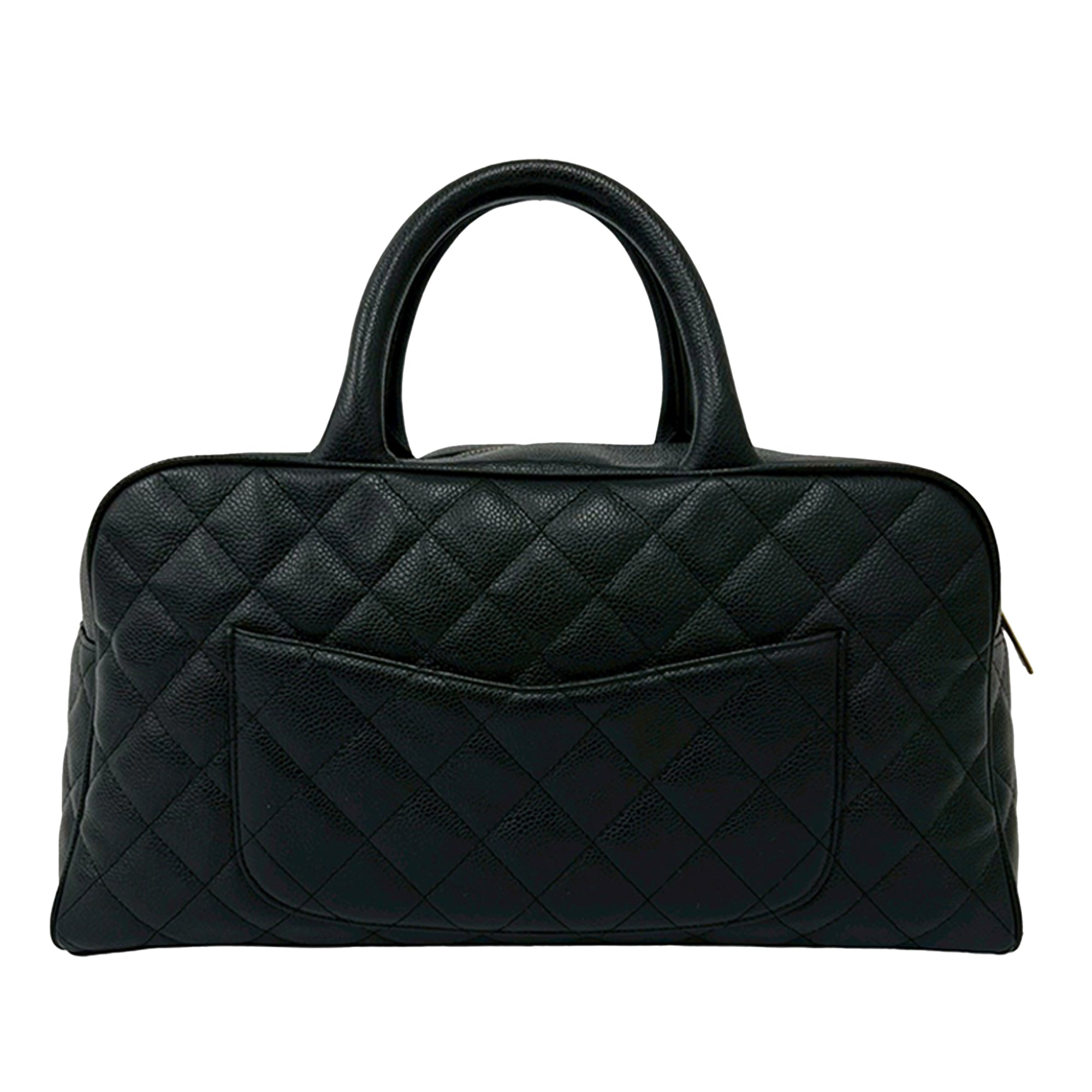Large CC Quilted Caviar Bowler Bag