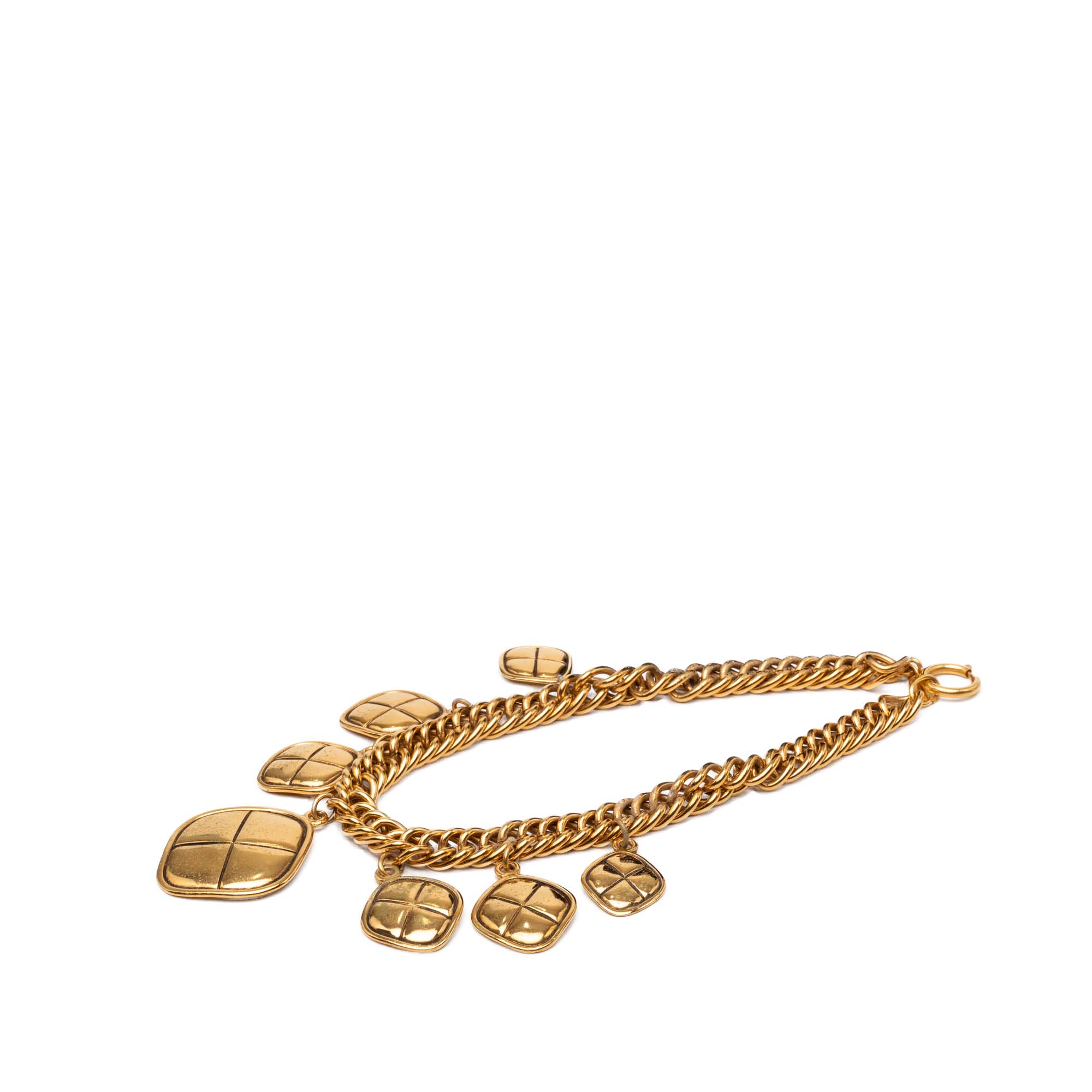 Gold Plated Quilted Diamond Charms Necklace