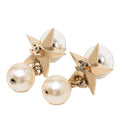 CC Gold Plated Faux Pearl Star Drop Push Back Earrings