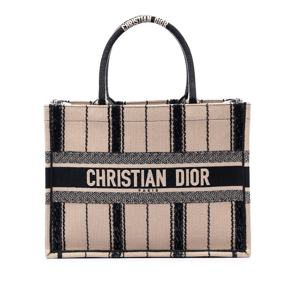 Medium Embroidered Canvas Bayadere Book Tote