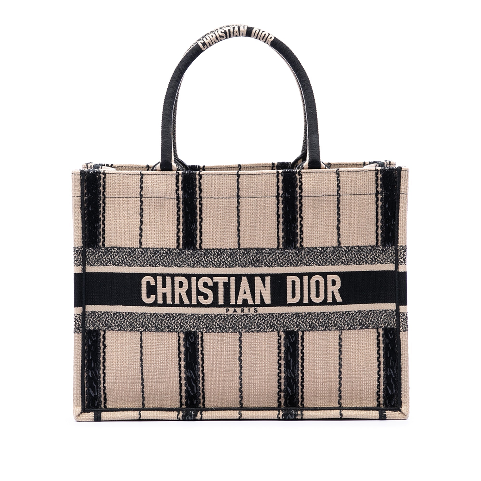 Medium Embroidered Canvas Bayadere Book Tote