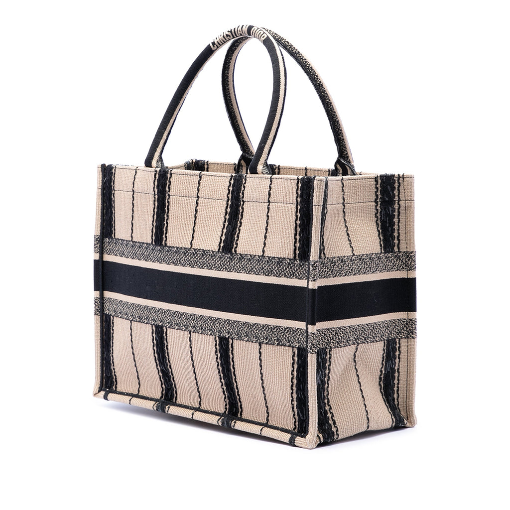 Medium Embroidered Canvas Bayadere Book Tote