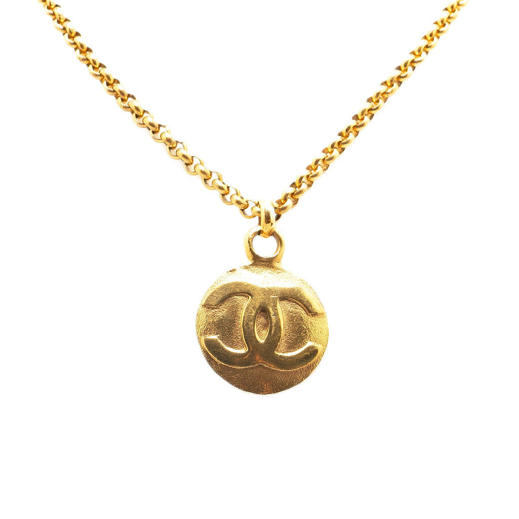 CC Gold Plated Circle Pendant Necklace