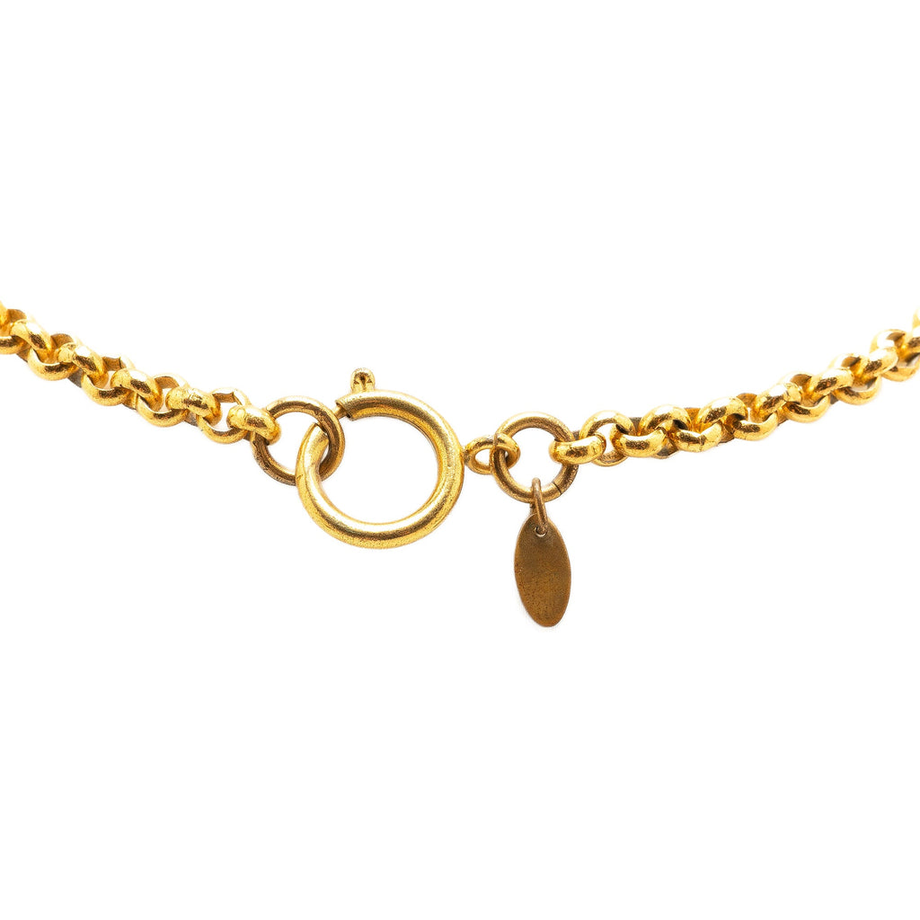 CC Gold Plated Circle Pendant Necklace