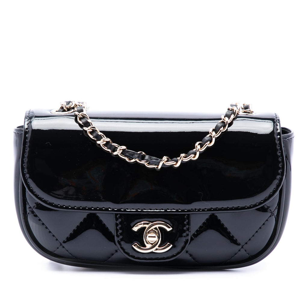 Mini CC Quilted Patent Single Flap