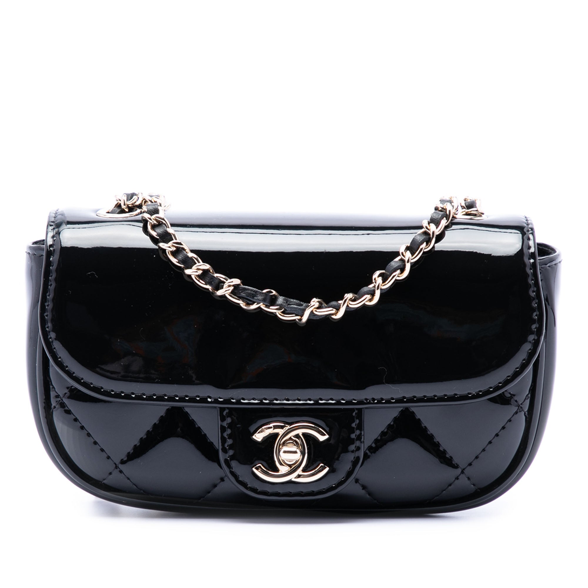 Mini CC Quilted Patent Single Flap