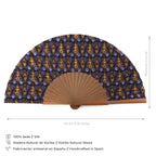 Blue & Brown Spanish Folding Fan Ikat