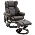 Faux Pu Leather Massage Sofa Recliner Chair With Footrest 10 Vibration Points, Brown
