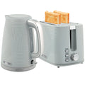 Kettle and Toaster Set, 1.7L 3000W Rapid Boil Jug Kettle with Otter Thermostat, Limescale Filter, 2 Slice Toaster with 7 Browning Controls, Crumb Tray, Grey