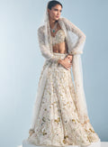 Ivory Georgette Fitted Lehenga Set By KYNAH, Luxury Indian Fashion & Bridal Wear