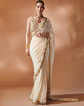 Azra Ivory And Gold Sari Set By KYNAH, Luxury Indian Fashion & Bridal Wear