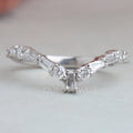 Tapered  Baguette and Round Chevron Wedding Band