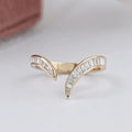 Channel Set Baguette Diamond V Shape Wedding Band