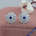 Tapered Baguette Blue Gemstone Stud Earring